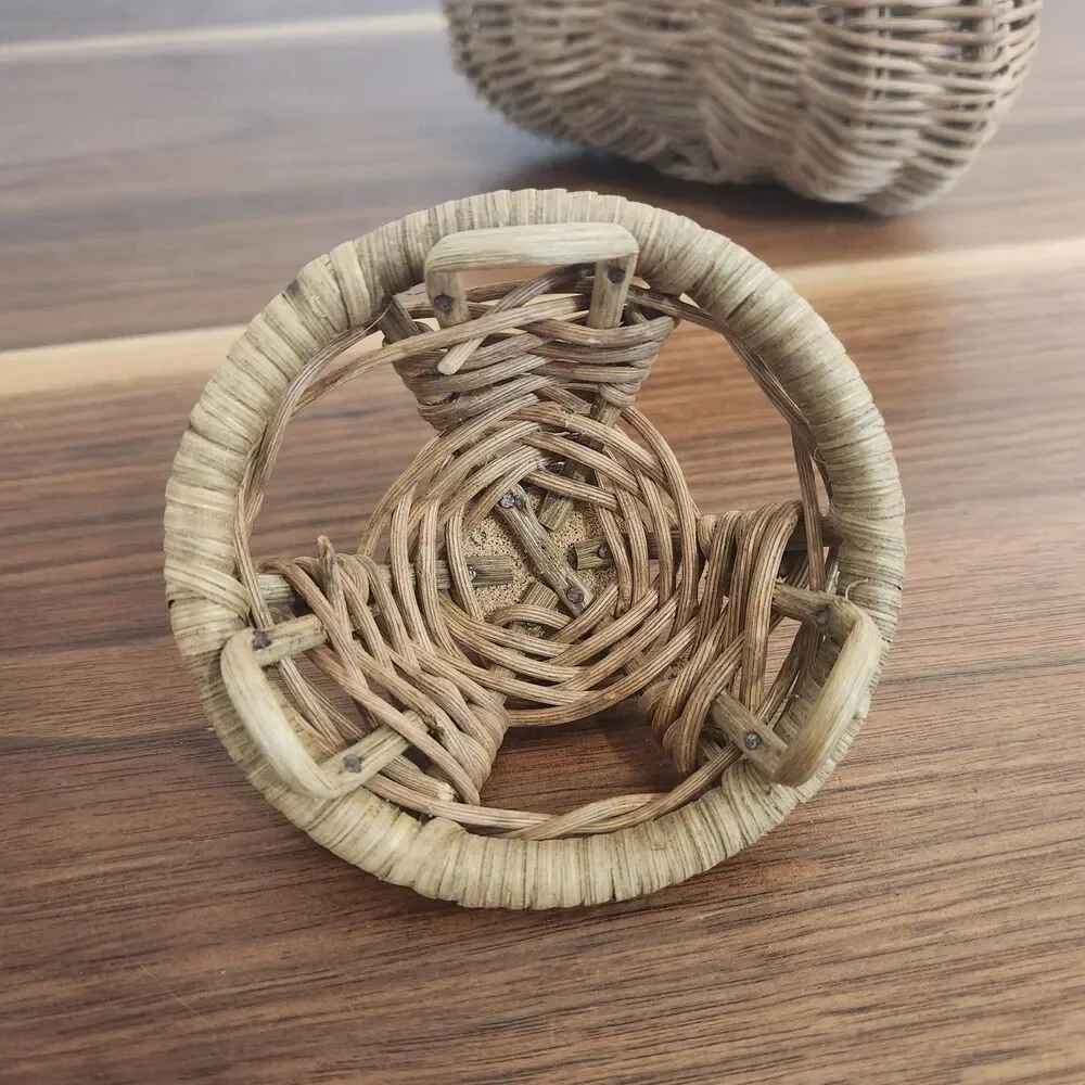 Antique Primitive Buttock Basket With Lid Snake Charmer Fisherman Garlic Vintage - Picture 6 of 14